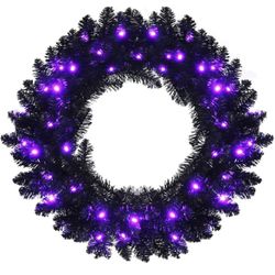 24” Black Christmas/Halloween Wreath, 35 LED Lights For Sale $16.00 50%+ OFF Retail $32.99 NEW IN BO