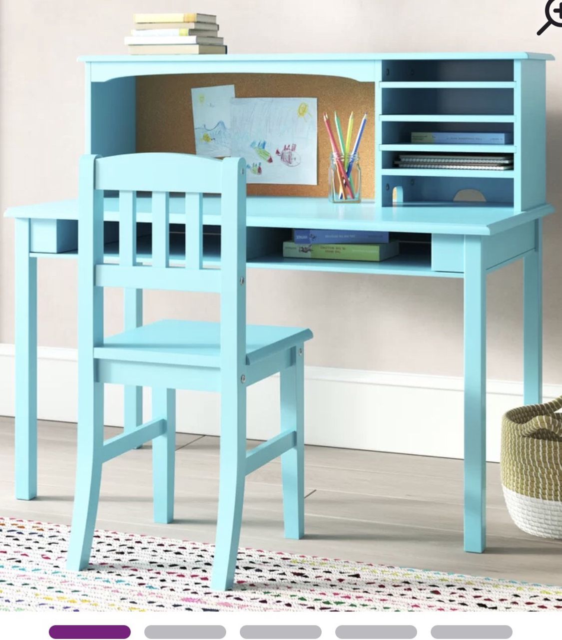 Glaser Kids Writing Desk and Chair Set with Kids Hutch