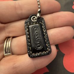 Authentic Coach Black Leather Hangtag Keychain Charm