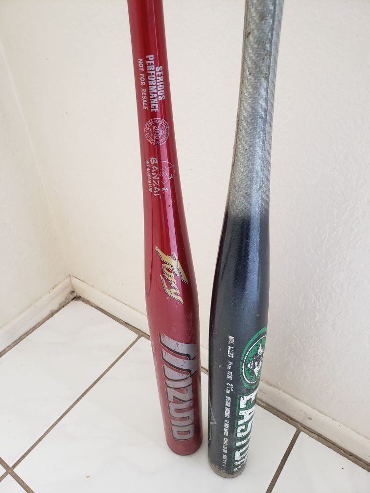 🔥🔥2 OG BATS🔥🔥ASA MIZUNO TECHFIRE FURY 27OZ AND A 27OZ USSSA SYNERGY PLUS FIRST BATCH SOFTBALL BATS..2 OG BATS BOTH FOR 80 ..OBO