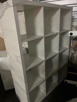 cubed bookshelf or storage unit.