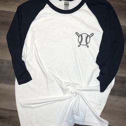 “EAT HOTDOGS TELL UMPIRE BLIND” Raglan Size Large (HAVE OTHERS)