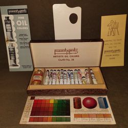 Vintage Permanent Pigments Artists Oil Colors Outfit No 38 Paint Set Made In USA