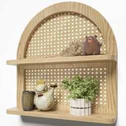 Amada Boho Rattan Wall Shelf