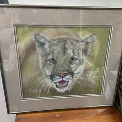 Vintage Animal Watercolor Painting Framed Artwork Picture 
