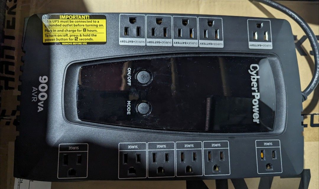CyberPower 12 outlet 900VA Power Supply - LCD UPS System For PC/Gaming Setup, 480W, New