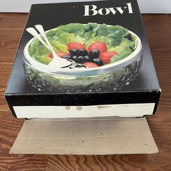 Leonard Silver 9” Crystal Salad Bowl With Silver Plated Rim Includes Silver Plated Servers