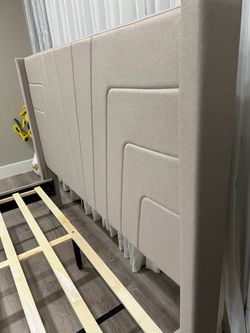 Beige Queen Size Bed Frame 