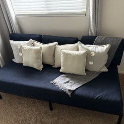 Navy Blue Sofa with Cushions