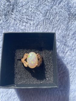 Fire Opal synethic zicornia ring