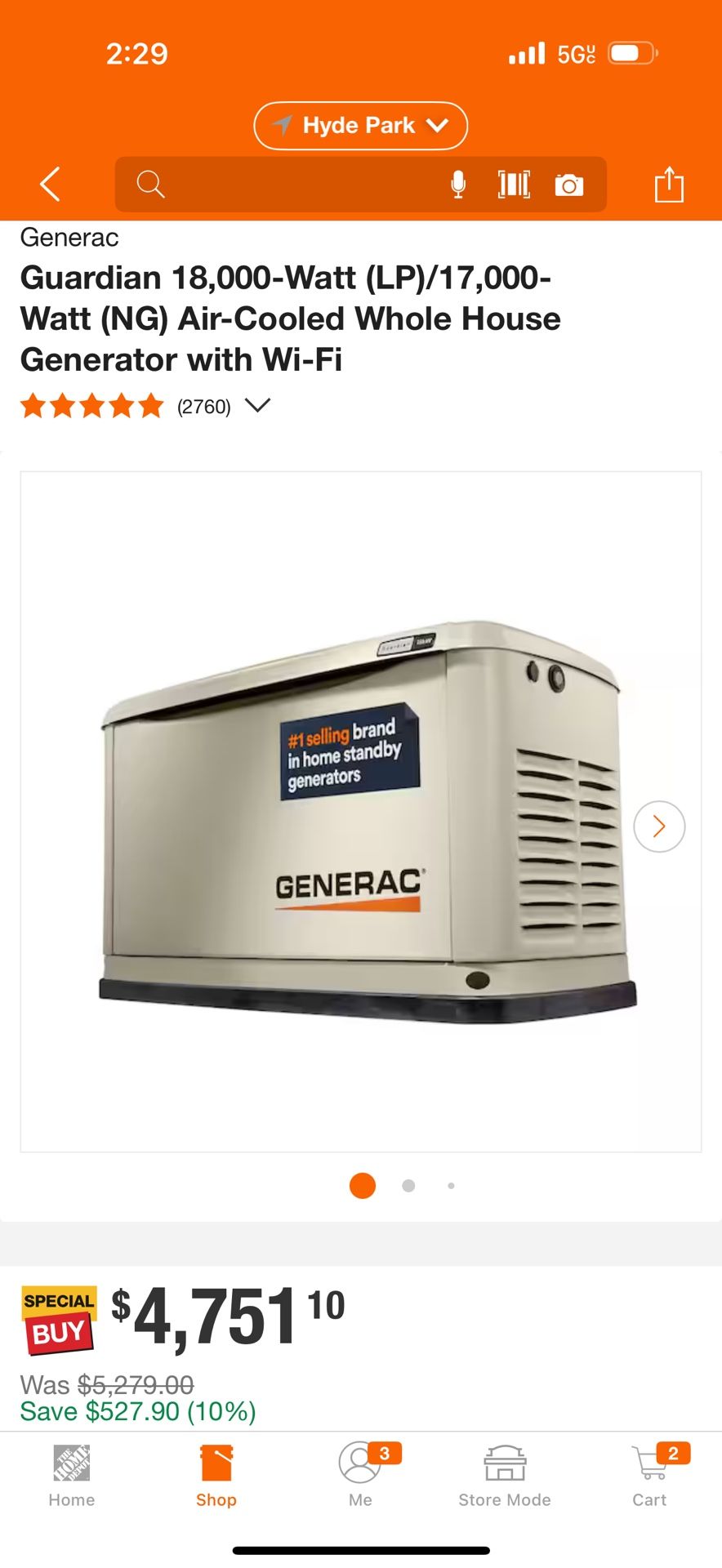 Guardian 18,000-Watt (LP)/17,000-Watt (NG) Air-Cooled Whole House Generator with Wi-Fi