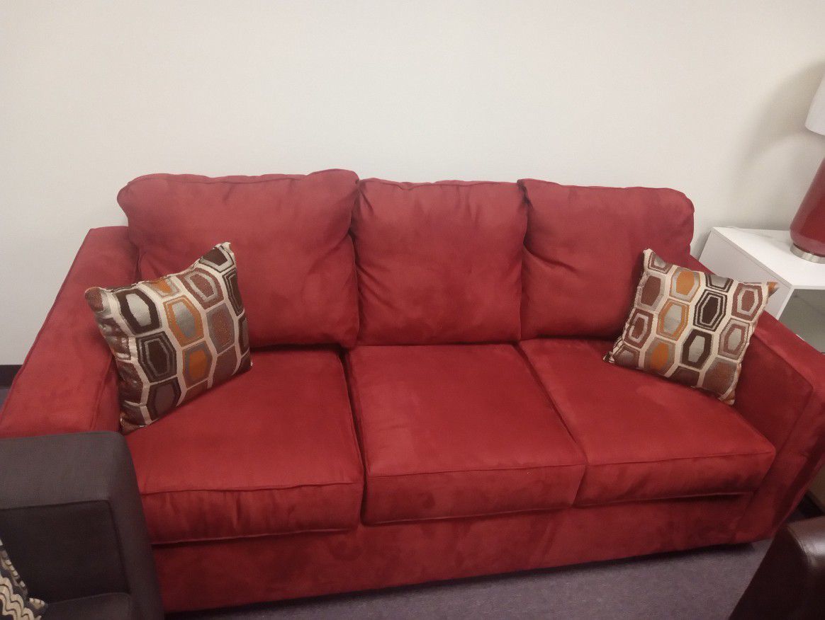 Brand New Red Velvet Sofa Couch 