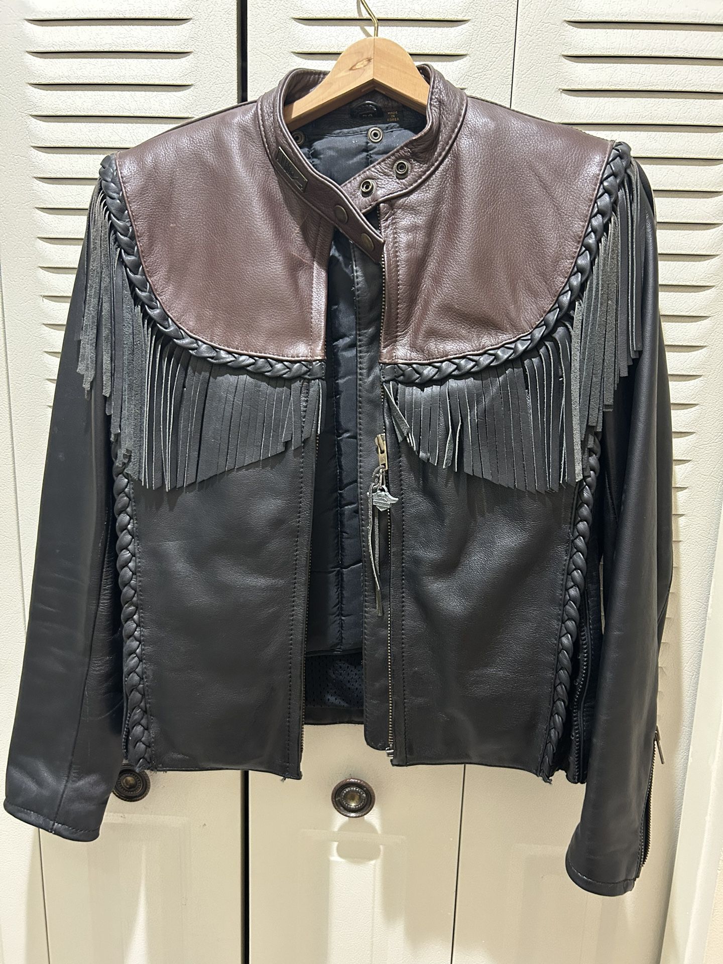 Leather Motorcycle Jacket With Fringe 