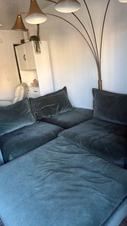 Teal velvet sectional