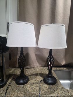 Set of 2 Bronze Table Lamps with Shades