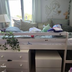Bunk Twin Bed White With Mattress 