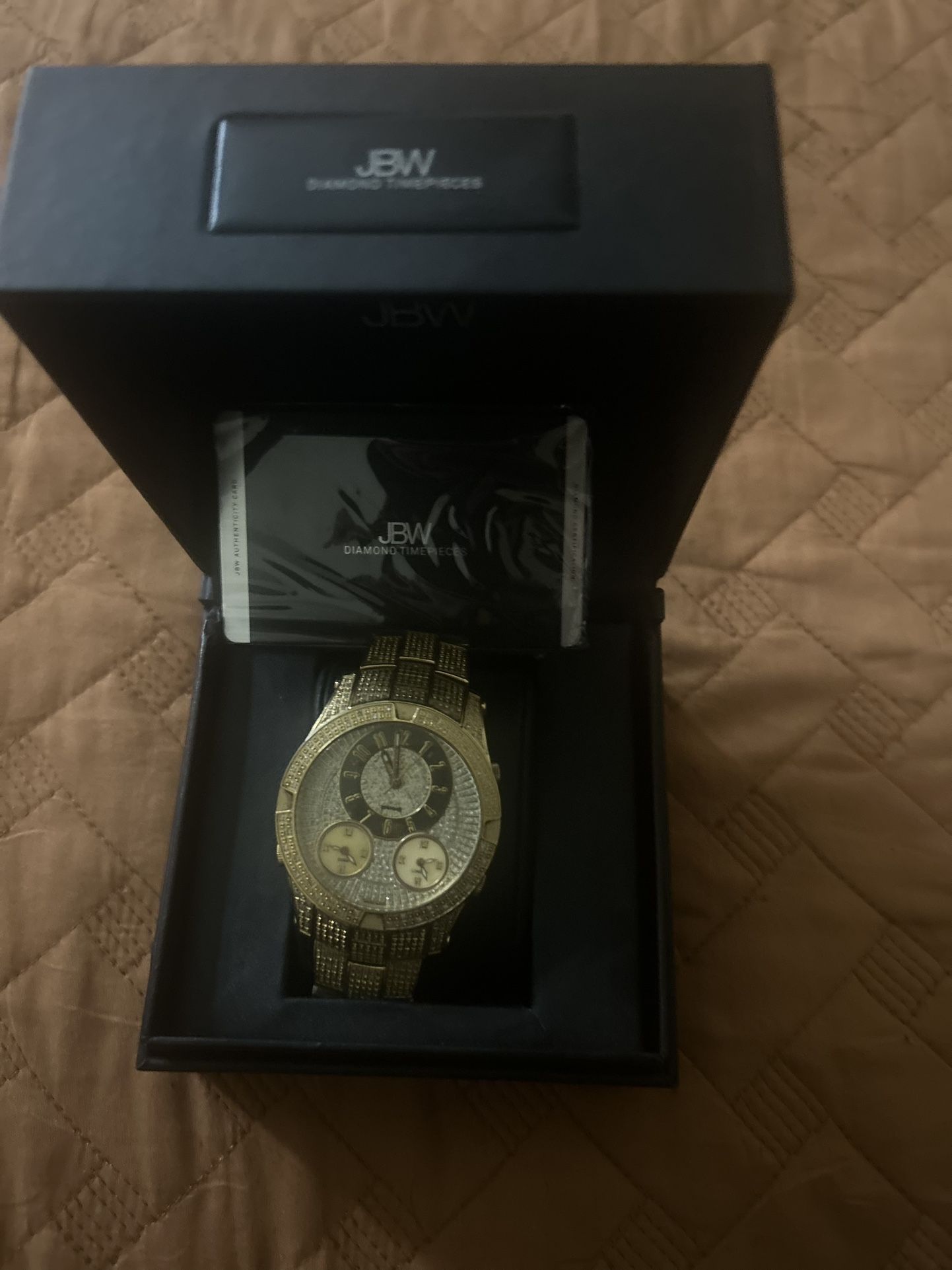 Jbw Mens 18k Gold Plated Diamond Watch