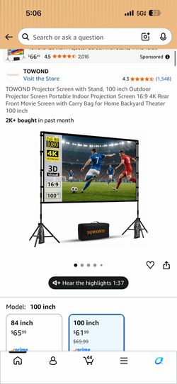 Portable Projector screen 100inch