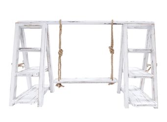 Rustic White Wood Swing Food Display Shelf