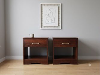 Dark Walnut Nightstand Set of 2
