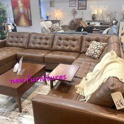 ■■ Baskove Auburn Leather Raf Or Laf Sectional Sofa Couch Living Room Set Daybed Futon Recliner Sleeper 