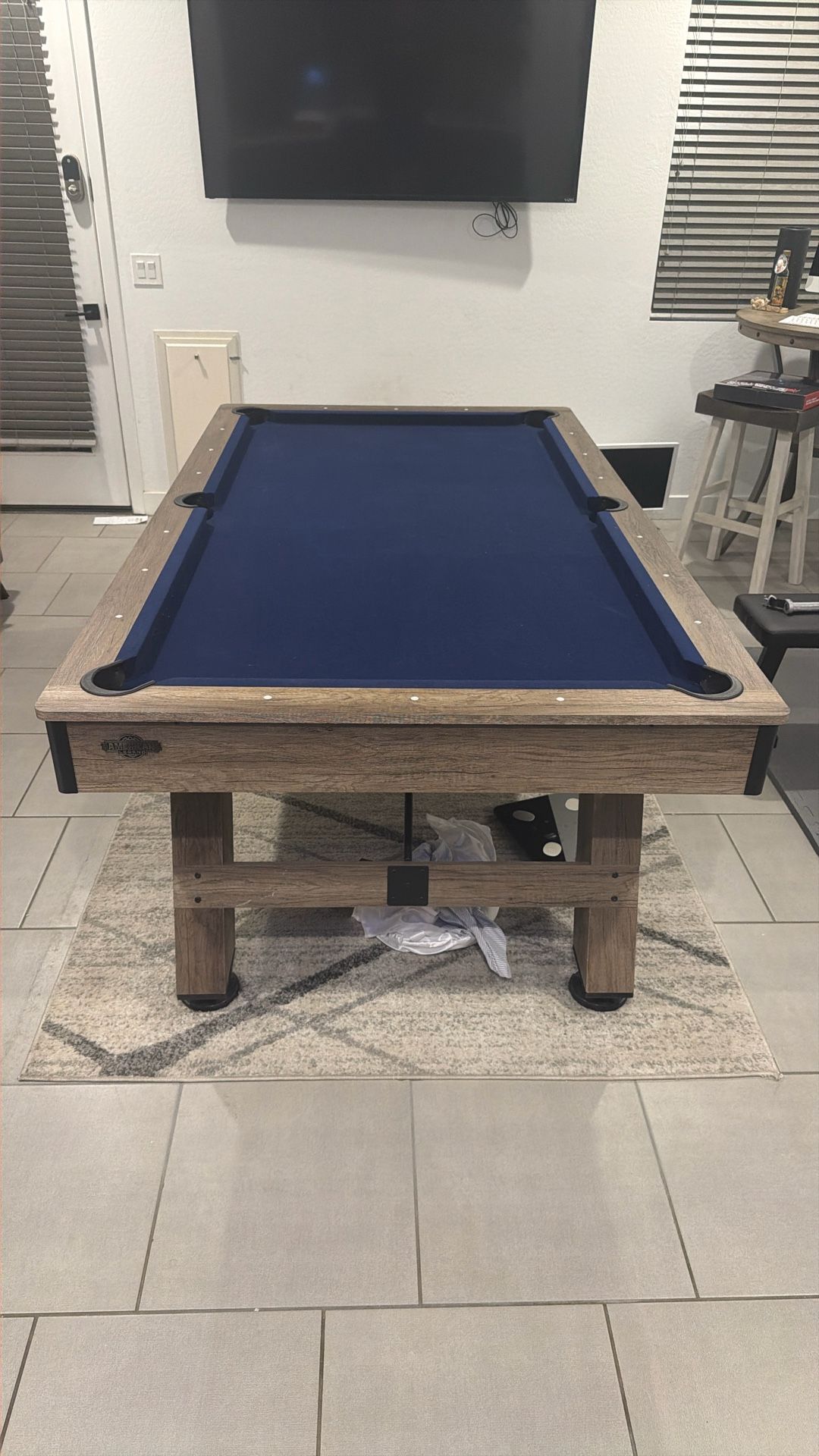 Like New 7’ Blue Pool Table (Billiards) with Cue Sticks And Balls