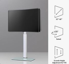 FITUEYES Floor TV Stand For TV's From 32-60 in TV's. Floor Stand with Swivel Mount, Max Holds 66lbs. White Glass Base. Retails $120.99