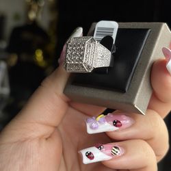 Silver Diamond top square ring