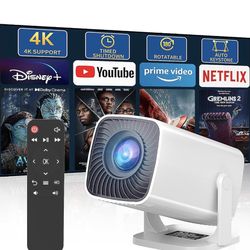 Mini Projector, Portable Outdoor Projector 4K Supported, Short Throw Movie Projector Compatible with Smartphone, TV Stick, Laptop, Game Consoles