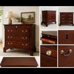 Vintage Solid Wood Dresser with Hidden Pull-Out Drawer