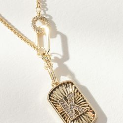 NEW Anthropologie Mixed Charm “K” Monogram Necklace