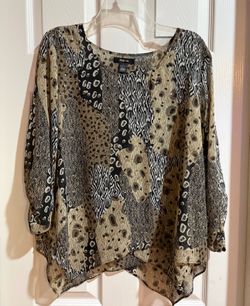 Style & co. Animal Print Rhinestone Blouse women’s size Large Clothes - Simi Valley