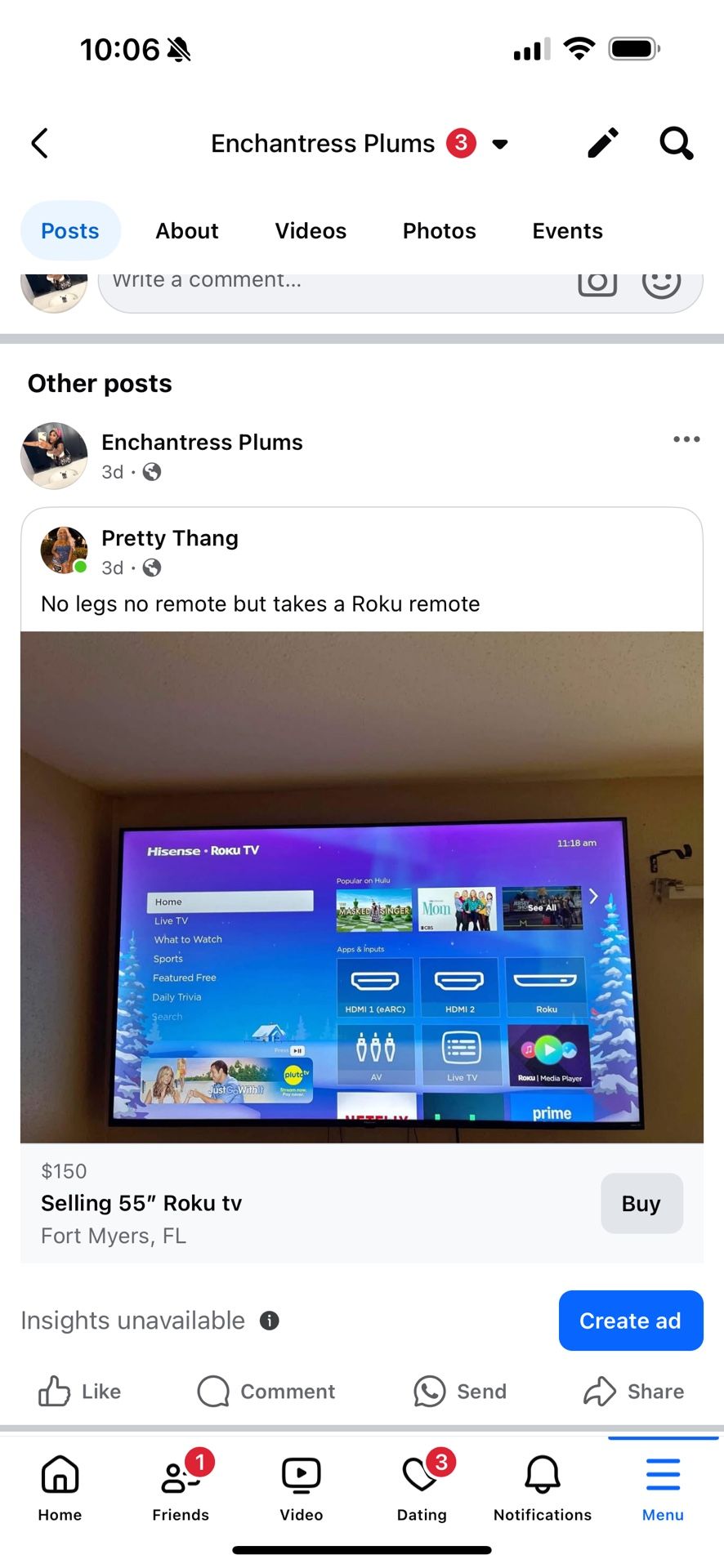 55in Roku Tv