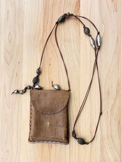 Authentic HENRY BEGUELIN Italy Croc Leather Pouch Crossbody Bag - Boho ✨