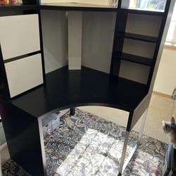 IKEA MICKE Corner workstation, black-brown, 39 3/8x55 7/8 "