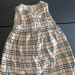 Burberry Beige and Black Plaid Kids Dress