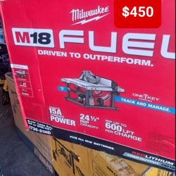 MILWAUKEE M18 CORDLESS FUEL BRUSHLES ONE KEY  TABLE SAW  81/4 IN WITH BATTERY 3.0 AND CHARGER 