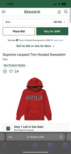 Supreme Leopard Trim Hooded Sweatshirt