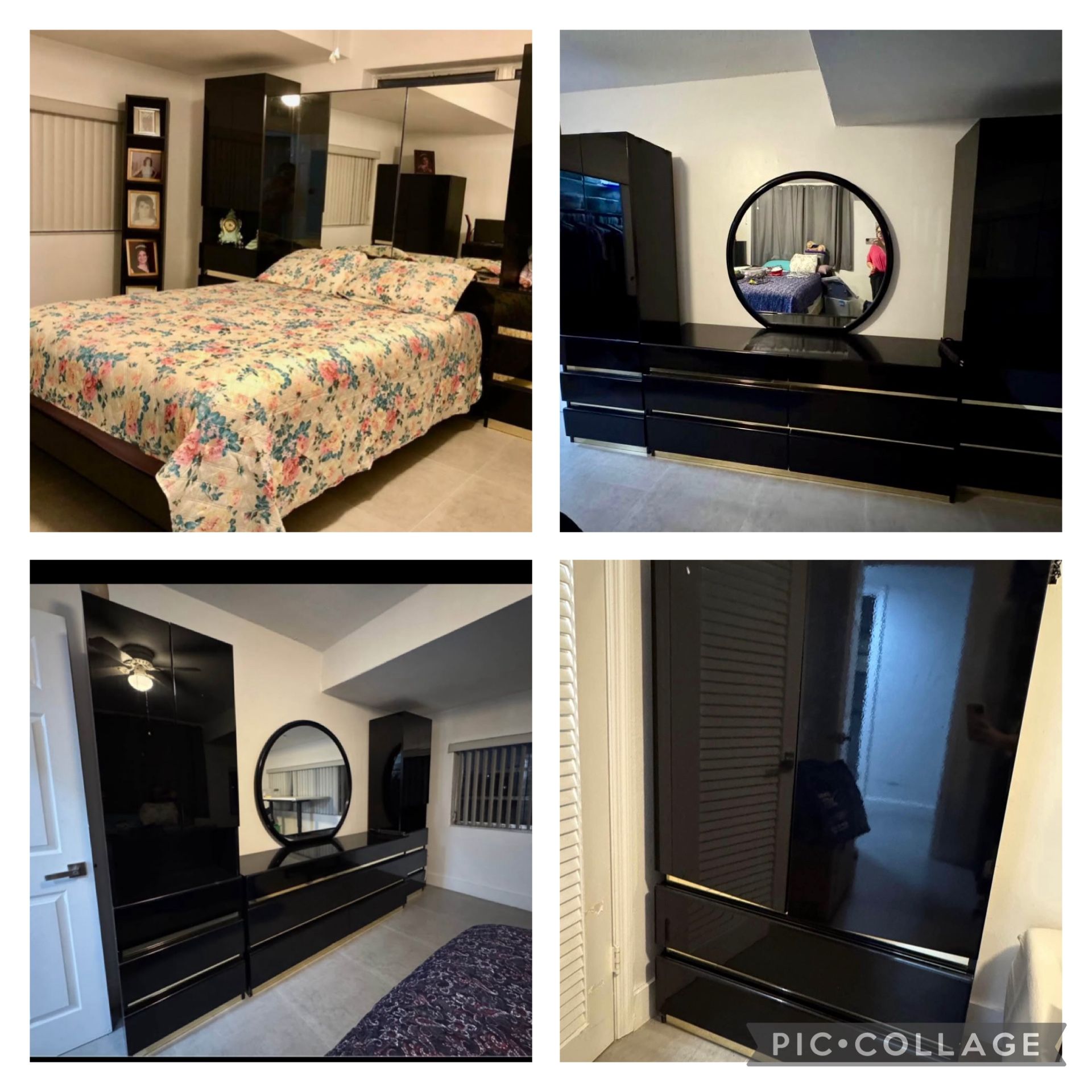 Black Lacquer Queen Size Bedroom set