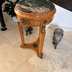 Malachite Green Stone Top Tri-Legged Side Table