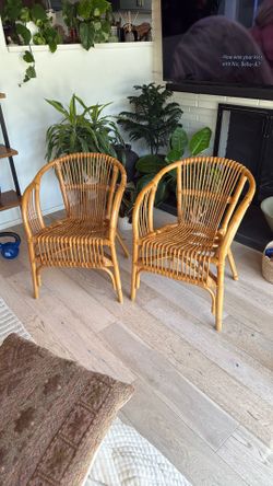 Pair Of Boho Rattan Chairs