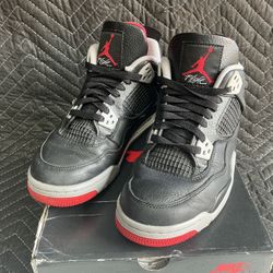 Air Jordan 4 Retro GS Sz 6.5Y FQ8213-006 2024 Black/Fire Red-Cement Grey 