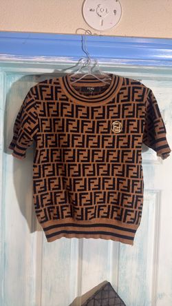 Fendi FF Monogram Short Sleeve Knit Top