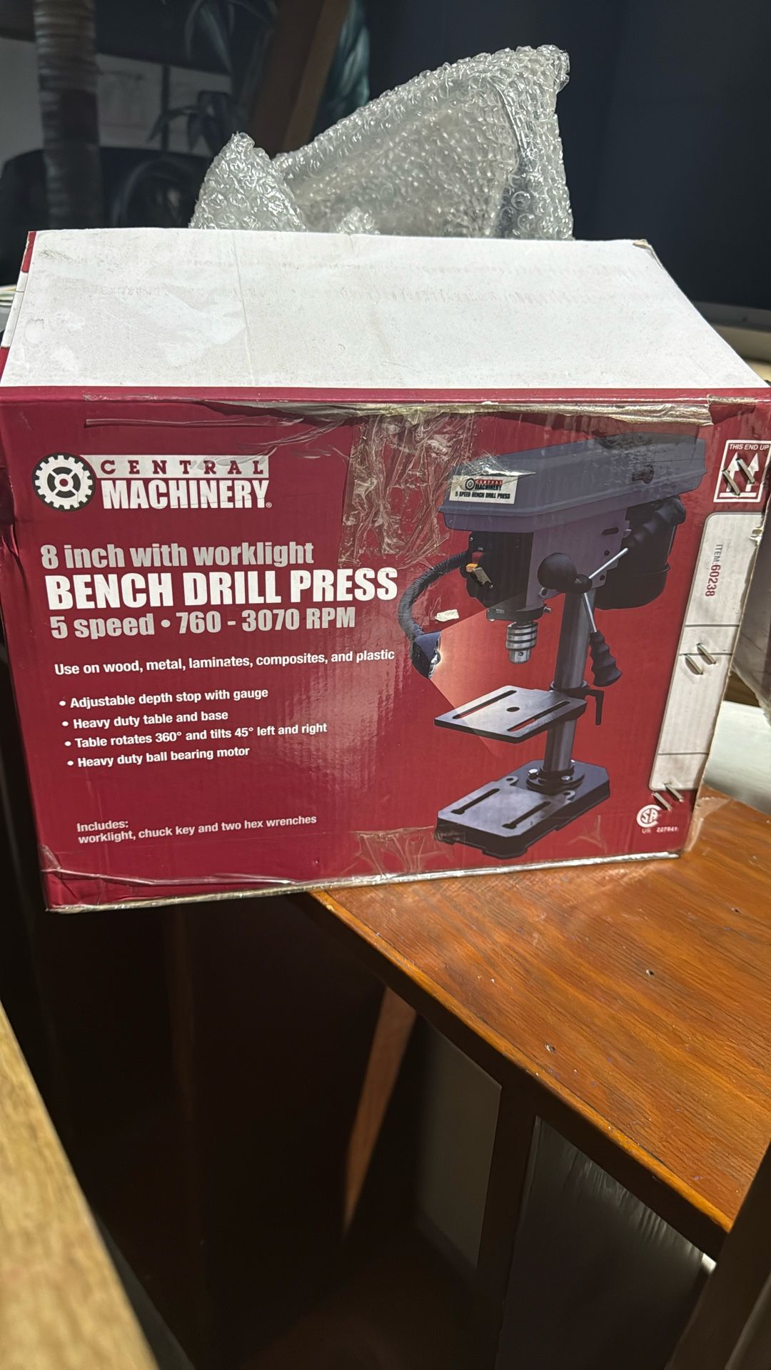 Central Machinery 8 inch 5-speed bench drill press