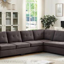 Huge Gray Fabric Sectional Sofa