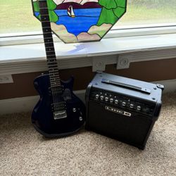 Ibanez Guitar And Line 6 Amp With Power Cords 