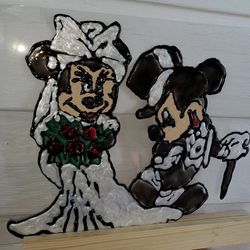 Mickey And Minnie Handpainted Wedding Picture