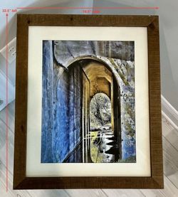 Large Barn Wood Framed with White Mat Colorful “View Through a Tunnel” New Print