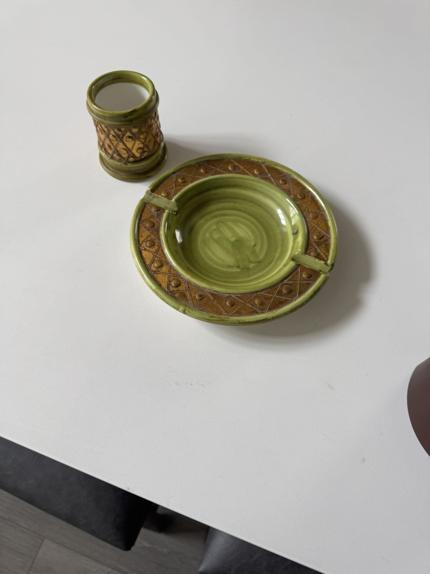 Mid Century Modern Ashtray and a matching Holder, made in Italy.