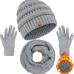 Winter Beanie Hat Scarf Gloves